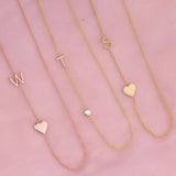 Monogram Necklace with Heart Rose Gold