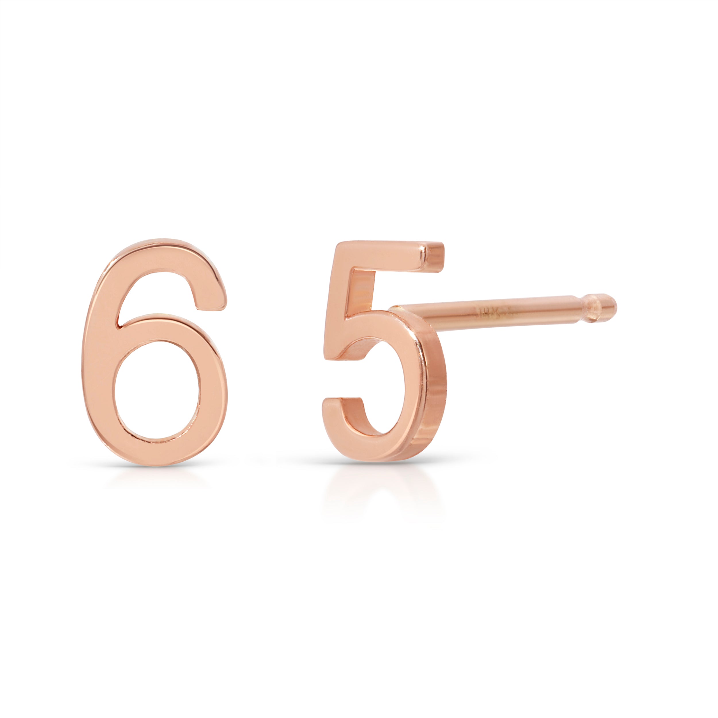 14K Gold Number Stud