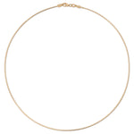 Gold omega chain necklace on a white background