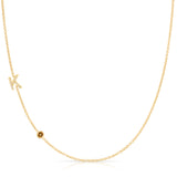 Pavé Monogram Necklace with Birthstone - Citrine