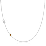 Pavé Monogram Necklace with Birthstone - Citrine