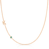 Pavé Monogram Necklace with Birthstone - Emerald