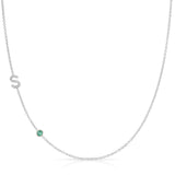 Pavé Monogram Necklace with Birthstone - Emerald