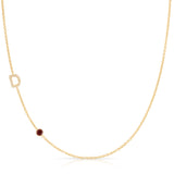 Pavé Monogram Necklace with Birthstone - Garnet