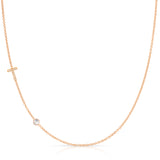 Pavé Monogram Necklace with Birthstone - Moonstone