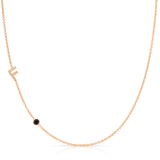 Pavé Monogram Necklace with Birthstone - Onyx