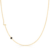 Pavé Monogram Necklace with Birthstone - Onyx