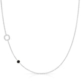 Pavé Monogram Necklace with Birthstone - Onyx