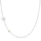 Pavé Monogram Necklace with Birthstone - Opal