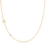 Pavé Monogram Necklace with Birthstone - Pearl