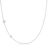 Pavé Monogram Necklace with Birthstone - Pearl