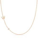 Pavé Monogram Necklace with Birthstone - Pearl
