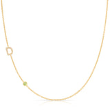Pavé Monogram Necklace with Birthstone - Peridot