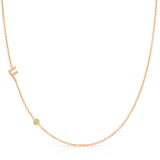 Pavé Monogram Necklace with Birthstone - Peridot