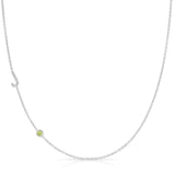Pavé Monogram Necklace with Birthstone - Peridot
