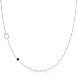 Pavé Monogram Necklace with Birthstone - Sapphire