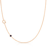 Pavé Monogram Necklace with Birthstone - Sapphire