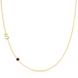 Pavé Monogram Necklace with Birthstone - Sapphire