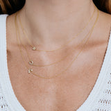 14k Gold Asymmetrical Charm Necklace - Pavé Horseshoe