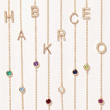 Monogram Necklace with Birthstone - Sapphire