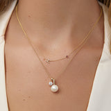 Pavé Monogram Necklace with Birthstone - Ruby