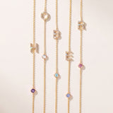Pavé Monogram Necklace with Birthstone - Amethyst