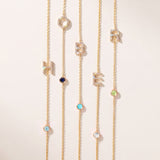 Pavé Monogram Necklace with Birthstone - Sapphire