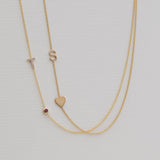 Pavé Monogram Necklace with Birthstone - Ruby