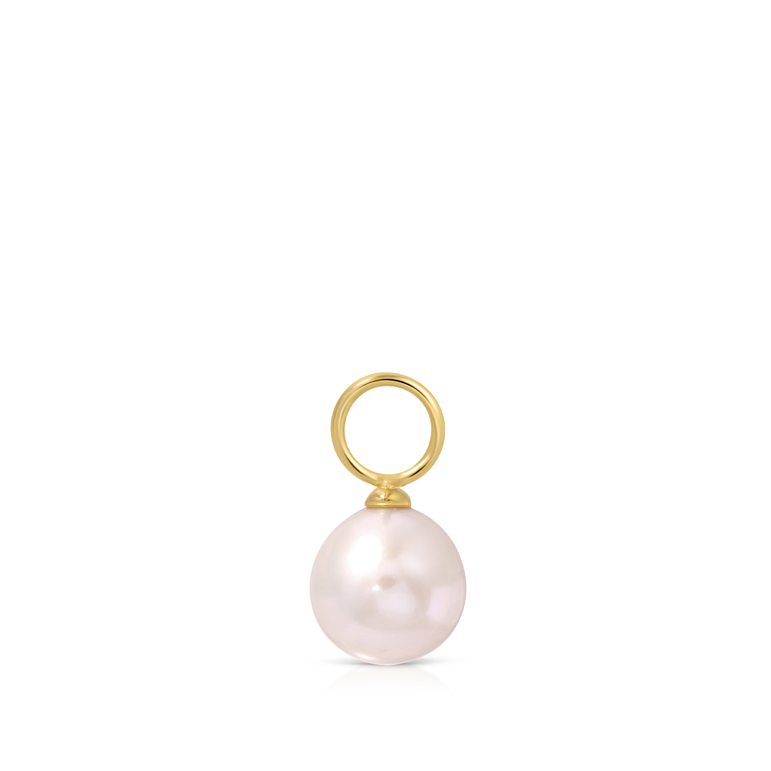Maya Brenner Mini Pearl Earring Charm — 6mm freshwater pearl on 14k gold bail, white background product shot.