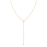 A Diamond Drip Necklace in rose gold on a white background. 