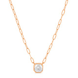 A C'est Moi Deco Necklace in rose gold on a white background. 
