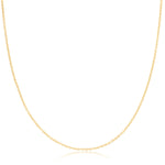 Gold chain necklace on a white background