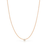 A Single Birthstone Layering Necklace - Rose Gold in Diamond on a white background. 