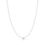 A Single Birthstone Layering Necklace - White Gold in Diamond on a white background.