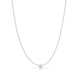 A Single Birthstone Layering Necklace - White Gold in Diamond on a white background.