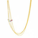 14K Gold Asymmetrical Birthstone Necklace - Ruby (July)
