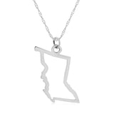 A British Columbia pendant necklace in sterling silver on a white background. 