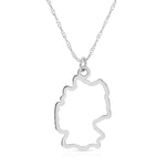 A Germany pendant necklace in sterling silver on a white background. 