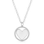 A sterling silver Be Gentle in Grief Necklace showing the side with space for engraving, on a white background. 