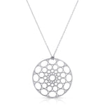 Skylight Necklace in sterling silver on a white background.