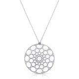 Skylight Necklace in sterling silver on a white background.