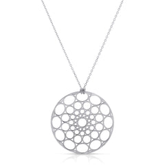 Skylight Necklace in sterling silver on a white background.