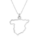 A Spain pendant necklace in sterling silver on a white background.