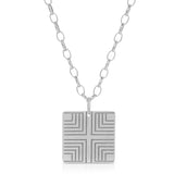 Virtues Pendant - Square in sterling silver on a white background. 