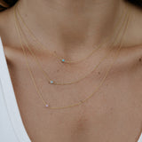 14K Gold Asymmetrical Birthstone Necklace - Pink Tourmaline (October)