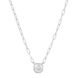 A C'est Moi Deco Necklace in white gold on a white background. 