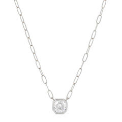 A C'est Moi Deco Necklace in white gold on a white background. 