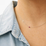Monogram Necklace with Birthstone - Ruby