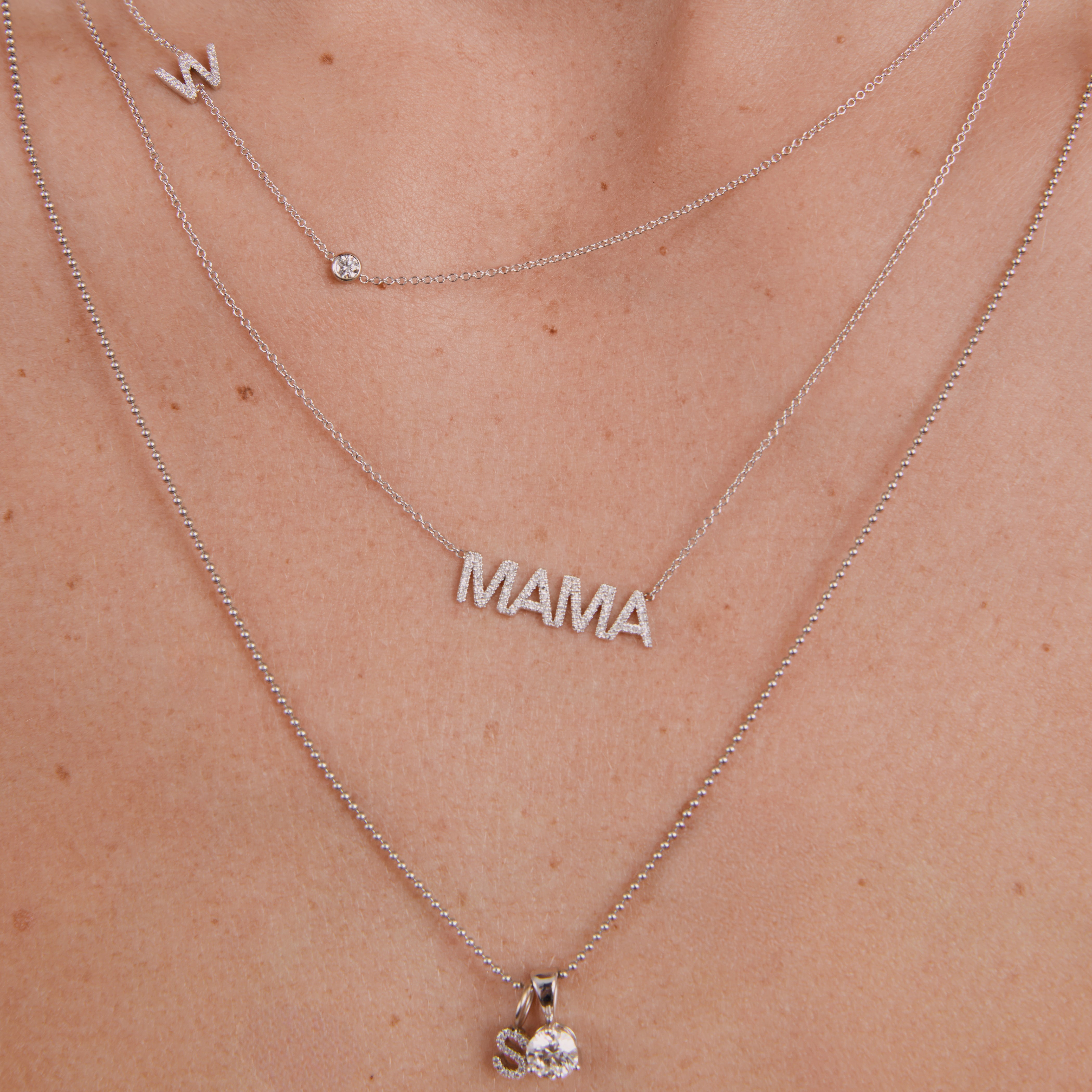 Pave MAMA Necklace | 14k Gold & Diamonds | Maya Brenner