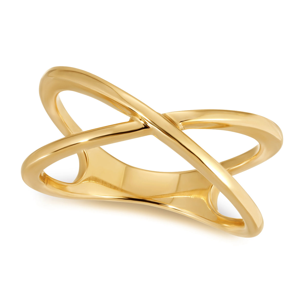 A Criss-Cross Duo Ring in yellow gold on a white background. 